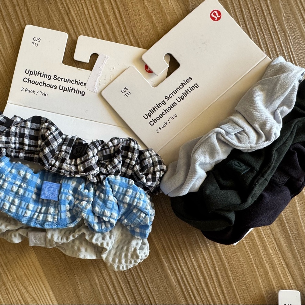 lululemon athletica Checkered and Solid Scrunchies Set